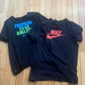 Nike Kids Black Tees with Vibrant Graphics